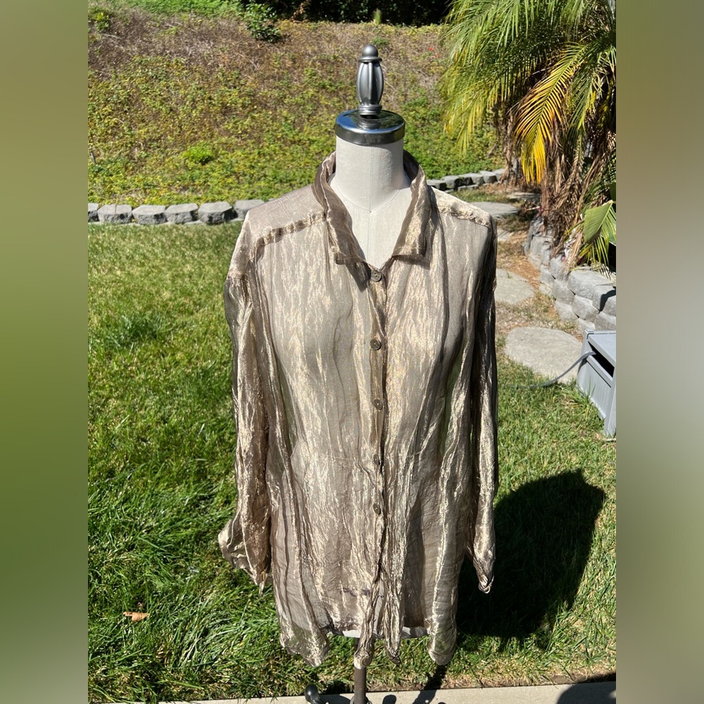 Vintage Carole Little Metallic Long Sleeve Blouse